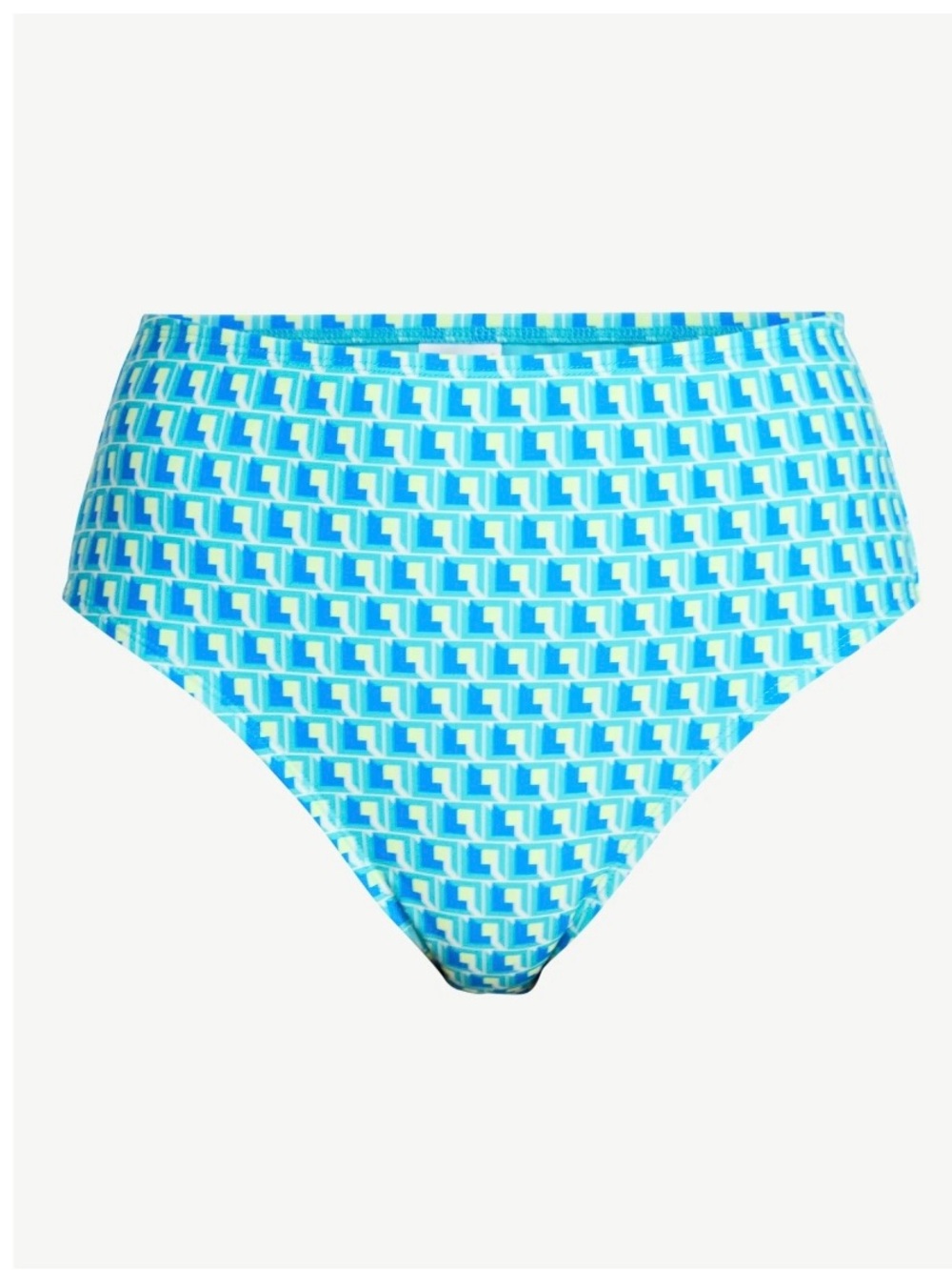Time and Tru High-Waist Blue Geometric Bikini Bottoms- NEW